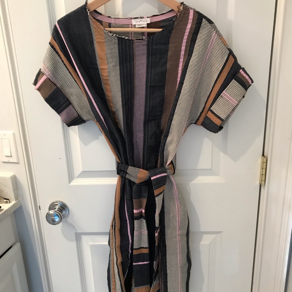 Anthropologie belted midi dress with pockets